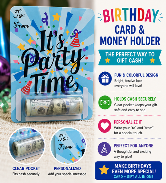 Happy Birthday-It's Party Time-Card/Money Holder