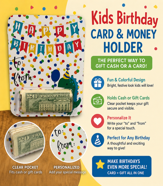 Happy Birthday-Dinosaur-Card/Money Holder