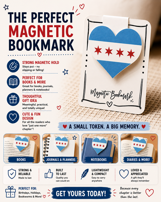 Magnetic Bookmark: Chicago Flag Heart