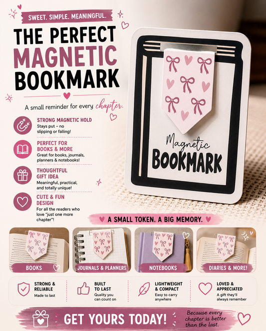 Magnetic Bookmark: Bows and Hearts