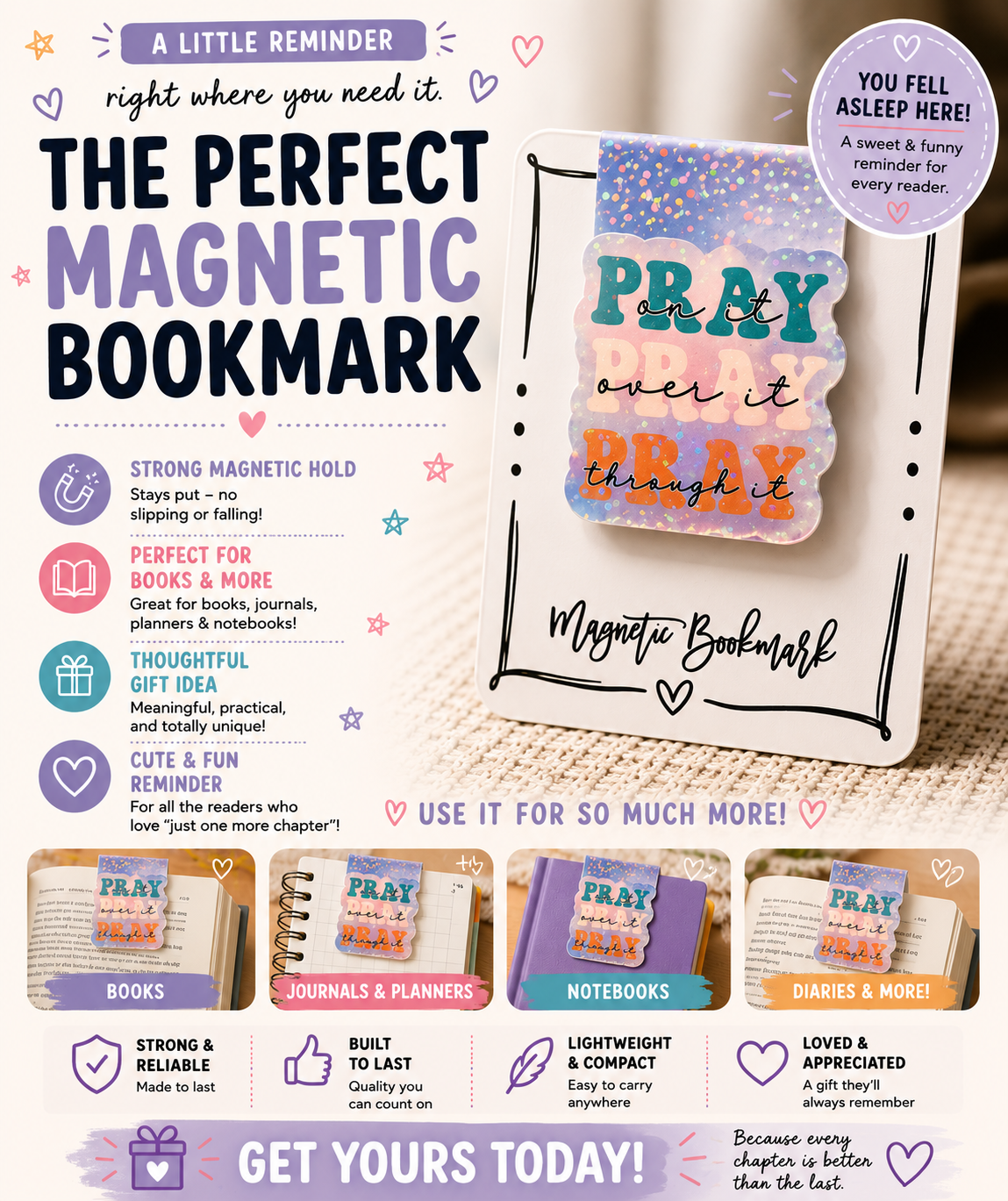 Magnetic Bookmark: Pray On It, Pray Over It, Pray Through It
