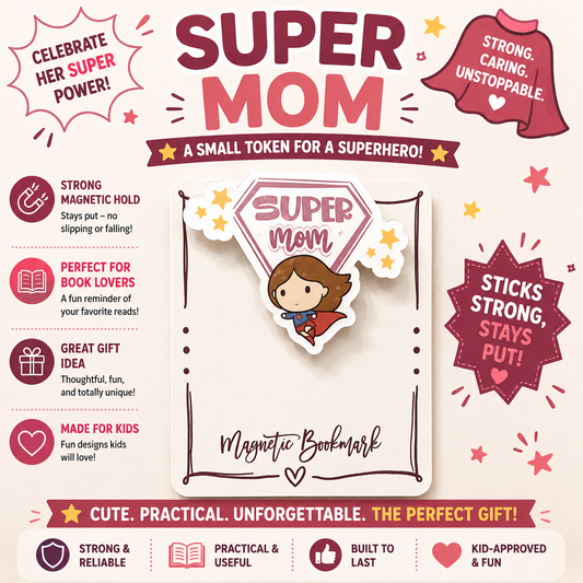 Magnetic Bookmark: Super Mom (Brown)