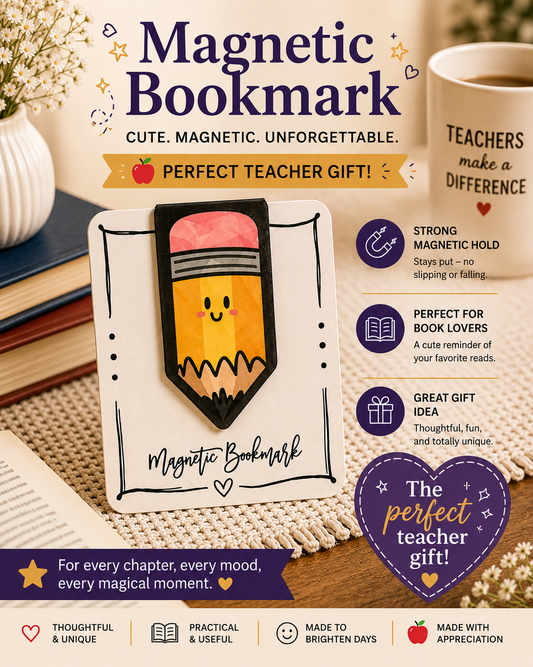 Magnetic Bookmark: Smiley Pencil